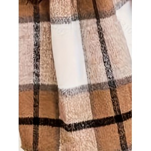 Plaid Print Pocket Button Front Jacket, Casual Collared Long Sleeve Outerwear, Women's Clothing