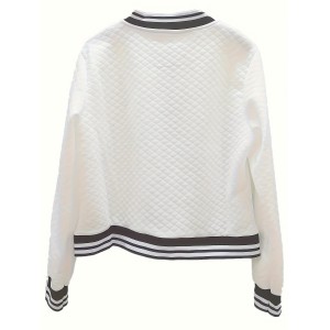 Striped Bomber Jacket, Casual Zip Up Long Sleeve Outerwear, Women's Clothing