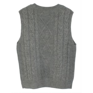 Cable V-Neck Sweater Vests, Casual Loose Sleeveless Fall Winter Knit Sweater Vest, Women's Clothing