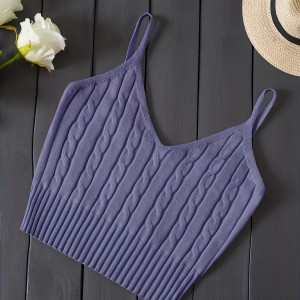 Knitted Cami Crop Top, Versatile Sleeveless Casual Top For Spring & Summer, Women's Clothing